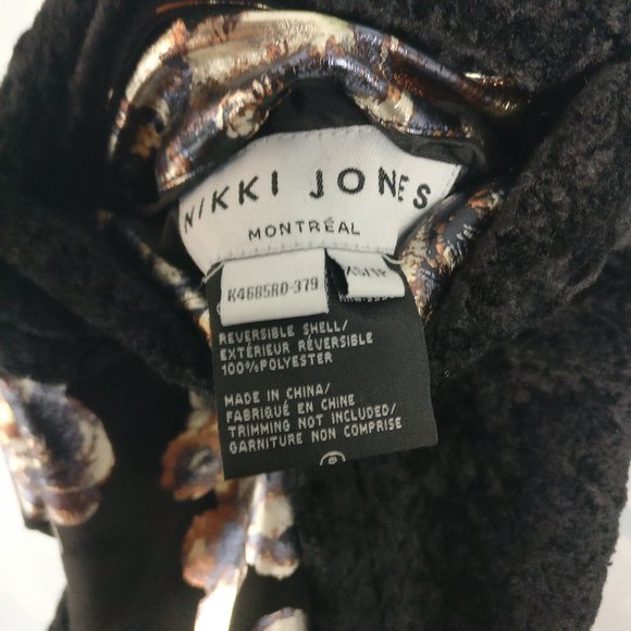 Montreal NIKKI JONES 2way Reversible Dazzle BlackGold Synchila Shearling Coat XS - Picture 12 of 13